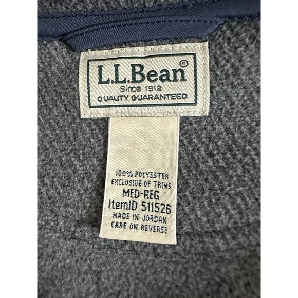 L.L. Bean Allagash Fleece Henley Men’s Medium Gray Elbow Patched Snap Mock - Picture 8 of 9
